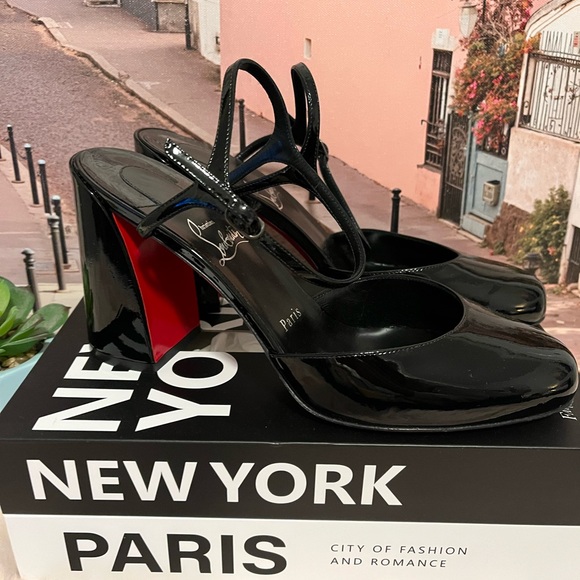 Christian Louboutin Shoes - Christian Louboutin Black Patent Mary Jane Heels 39.5